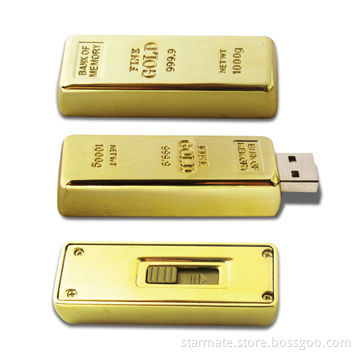 Golden USB Flash Drives with 32MB to 32GB Memory Capacity, OEM and ODM Orders Welcome